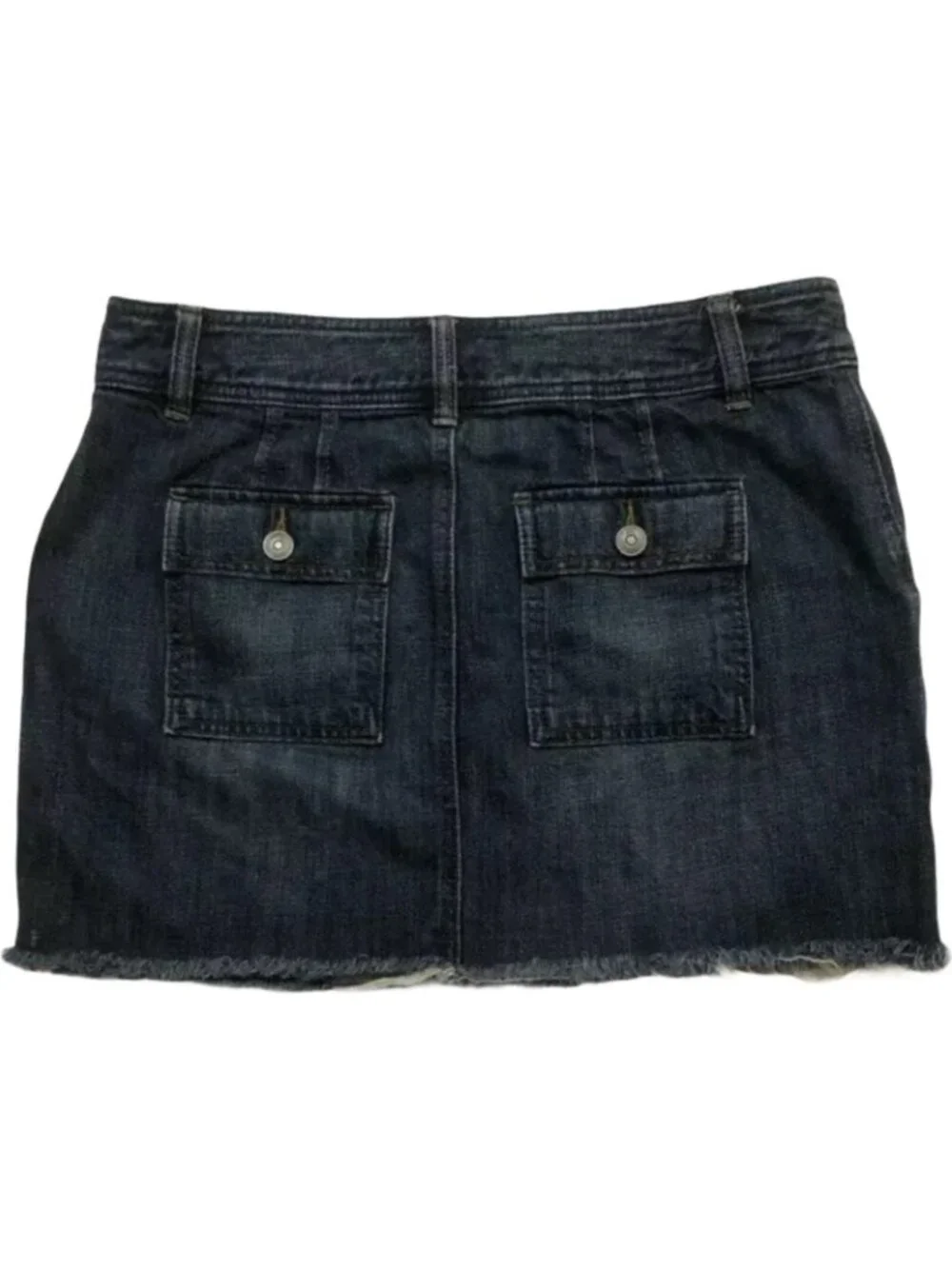 Loft Ann Taylor Mini Skirt Denim Jean Size 4 Frayed Fringe Cutoff Distressed Rag - Picture 2 of 8
